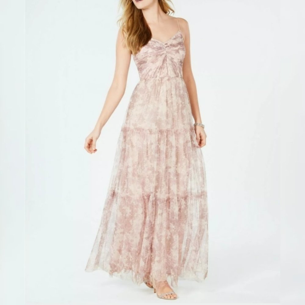 NWT BHLDN Adrianna Papelle Floral Ruched Tulle Gown 8